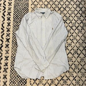 Ralph Lauren polo shirt whit and blue Large